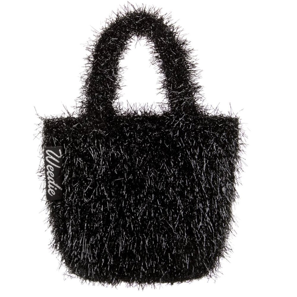 Edie Parker Weedie Mini Grass Metallic Tinsel Black Bag Whimsical Luxury Chic